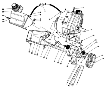 Engine & Main Frame Assembly Diagram and Parts List for 38181 0000001 - 0999999 Toro Snow Blower