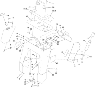 Tower And Fuel Tank Assembly Diagram and Parts List for 22972 402461470 - 404709999 Toro Lawn Tractor Accessories