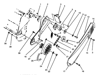Pulley & Belt Cover Assembly Diagram and Parts List for 38170 5900001 - 5999999 Toro Snow Blower