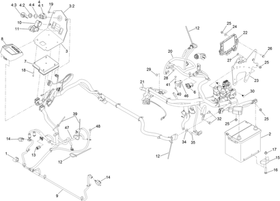 Electrical Assembly Diagram and Parts List for 72028 407110000-408863636 Toro Lawn Tractor