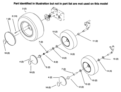 Wheels And Tires Diagram and Parts List for 73363 6900001 - 6999999 Toro Lawn Tractor