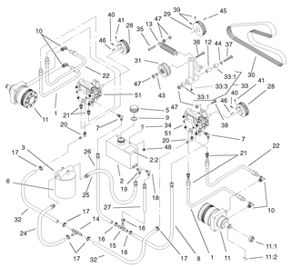 Hydraulic System Assembly Diagram and Parts List for 74213 (210000001-210999999)(2001) Toro Lawn Mower