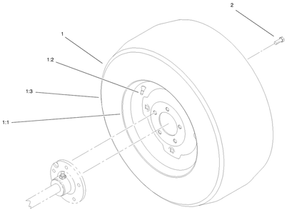 Wheel Assembly Diagram and Parts List for 73545 8900001 - 8999999 Toro Lawn Tractor