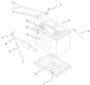 Battery Assembly Diagram and Parts List for 73502 7900001 - 7999999 Toro Lawn Tractor