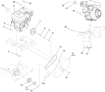 Engine Assembly Diagram and Parts List for 68025 402300000 - 404319999 Toro Lawn Tractor