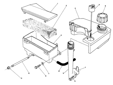 Air Cleaner & Fuel Tank Assembly (Engine Model No. Vm140) Diagram and Parts List for 26622 1000001 - 1999999 Toro Lawn Mower