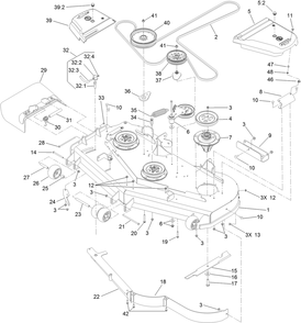 Deck Assembly Diagram and Parts List for 74925TE (314000001-314999999)(2014) Toro Lawn Mower