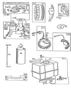 Engine Briggs & Stratton Model 252416 Type 0756-01 & 0757-01 (Model No. 38580 & 38566) Diagram and Parts List for 38580 0000001 - 0999999 Toro Snow Blower