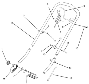 Handle Assembly Diagram and Parts List for 20903BC 4900001 - 4999999 Toro Lawn Mower
