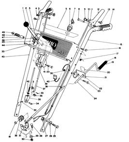 Handle Assembly Diagram and Parts List for 38054 2000001 - 2999999 Toro Snow Blower