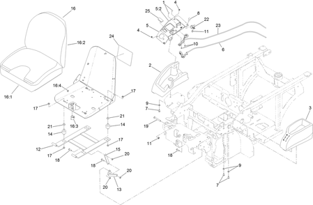 Part Location Diagram of 103-4362-03 Toro Frame-Seat
