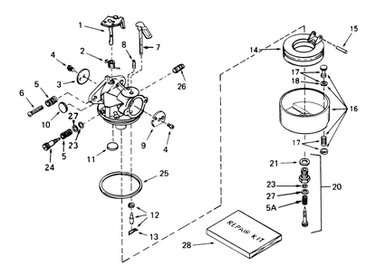 Carburetor Tecumseh No. 632334a Diagram and Parts List for 38574 2000001 - 2999999 Toro Snow Blower