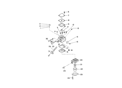 Carburetor Assembly Diagram and Parts List for 51628 9000001 - 9999999 Toro Trimmer