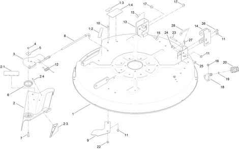32 Inch Deck Assembly Diagram and Parts List for 74781 316000001 - 316999999 Toro Lawn Tractor