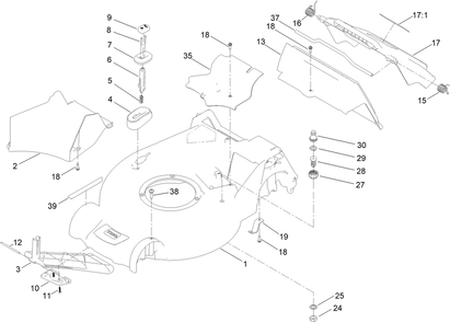 Housing Assembly Diagram and Parts List for 21848 411700000 - 999999999 Toro Lawn Mower