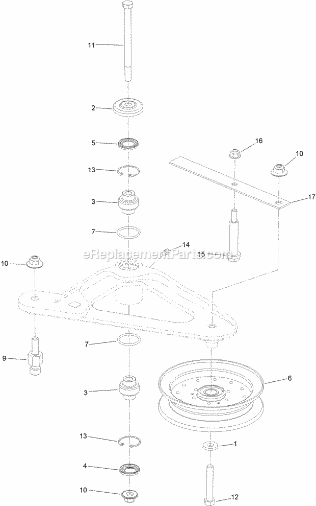 Deck Idler Assembly No. 126-1720 Diagram and Parts List for 74942TE 314000001-314999999 Toro Lawn Mower
