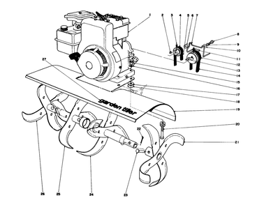 Tine And Engine Assembly (Model 58231) Diagram and Parts List for 58220 4000001 - 4999999 Toro Tiller