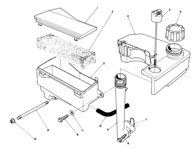 Air Cleaner & Fuel Tank Assembly (Model No. Vml0-7) Diagram and Parts List for 20921B 1000001 - 1999999 Toro Lawn Mower