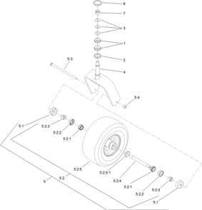 Caster Wheel And Fork Assembly Diagram and Parts List for 74919TE (316000001-316999999)(2016) Toro Lawn Mower