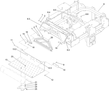 Traction Frame And Floor Pan Assembly Diagram and Parts List for 74264TE (314000001-314999999)(2014) Toro Lawn Mower