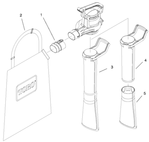 Tube And Bag Assembly Diagram and Parts List for 51568 99000001 - 99100000 Toro Leaf Blower / Vacuum