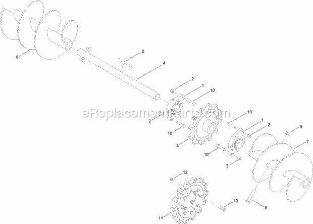Sprocket And Auger Assembly Diagram and Parts List for 25456  Toro Lawn Tractor Accessories
