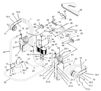 Hydraulic System Assembly Diagram and Parts List for 74231 (230006001-230999999)(2003) Toro Lawn Mower