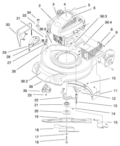 Engine & Blade Assembly Diagram and Parts List for 20020 9900001 - 9999999 Toro Lawn Mower