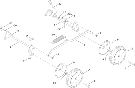 Traction Drive Assembly Diagram and Parts List for 21848 409411874 - 411699999 Toro Lawn Mower