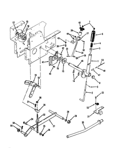 Manual Lift Linkage Diagram and Parts List for R1-16O804 2000001 - 2999999 Toro Lawn Tractor