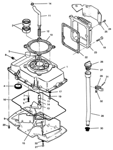 Oil Base & Fill Tube Assembly Diagram and Parts List for Y1-20OE03 2000001 - 2999999 Toro Lawn Tractor