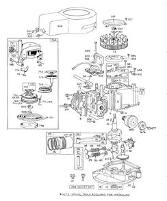 Engine Briggs & Stratton Model 92908-1456-02 Diagram and Parts List for 16255 4000001 - 4999999 Toro Lawn Mower
