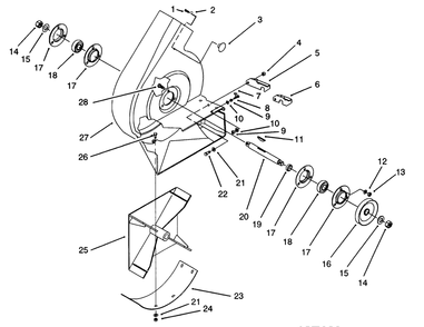 Housing & Impeller Assembly Diagram and Parts List for 07-4XVS01 2000001 - 2999999 Toro Lawn Tractor Accessories