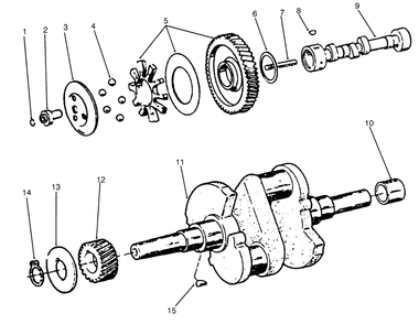 Camshaft & Crankshaft Diagram and Parts List for 73520 5900001 - 5900177 Toro Lawn Tractor