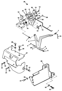12hp Engine Governor Linkage & Cover Assembly Diagram and Parts List for 32-10BE02 1000001 - 1999999 Toro Lawn Tractor