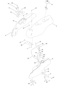 Body Styling And Fuel Pod Assembly Diagram and Parts List for 74685 409290000 - 410149999 Toro Lawn Tractor