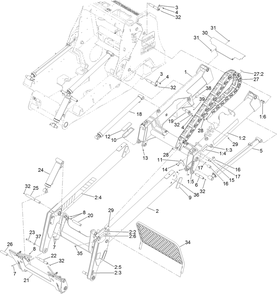 Part Location Diagram of 138-4731 Toro Lower Loader Arm Assembly