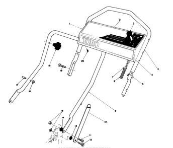 Handle Assembly (Used On Units With Serial No. 7000101-7002011) Diagram and Parts List for 20584 7000001 - 7999999 Toro Lawn Mower