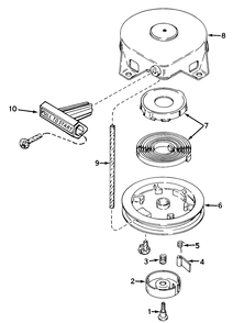 Rewind Starter No. 590537 Diagram and Parts List for 38210 0000001 - 0999999 Toro Snow Blower