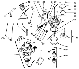Fuel System Diagram and Parts List for 72043 6900001 - 6999999 Toro Lawn Tractor