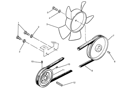 Drive Belt And Pulleys Diagram and Parts List for 73501 59000412 - 59002868 Toro Lawn Tractor