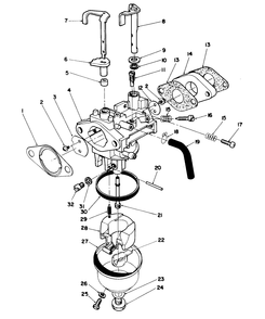 Carburetor Assembly (Model No. Vml0-7) Diagram and Parts List for 20921B 1000001 - 1999999 Toro Lawn Mower