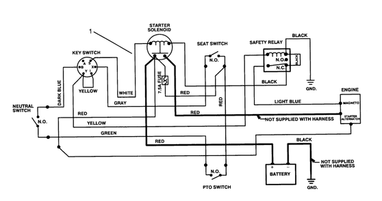 Electrical Schematic Diagram and Parts List for 70040 59000001 - 59999999 Toro Lawn Tractor