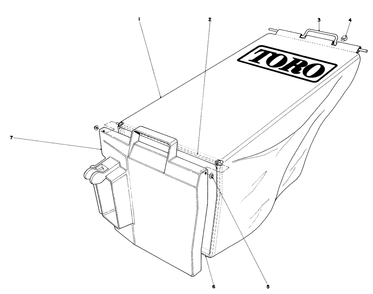 Grass Bag Assembly Diagram and Parts List for 20758 3000001 - 3999999 Toro Lawn Mower