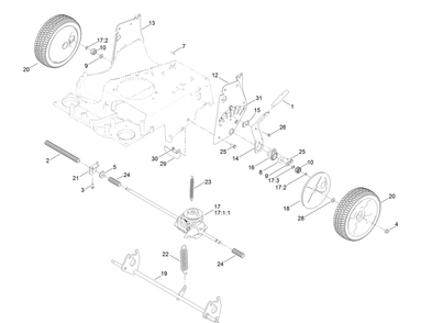 Rear Wheel And Height-Of-Cut Assembly Diagram and Parts List for 20976 400000000 - 402099999 Toro Lawn Mower