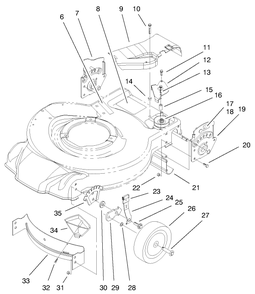 Housing, Handle Brackets, & Wheel Assembly Diagram and Parts List for 20061 9900001 - 9999999 Toro Lawn Mower