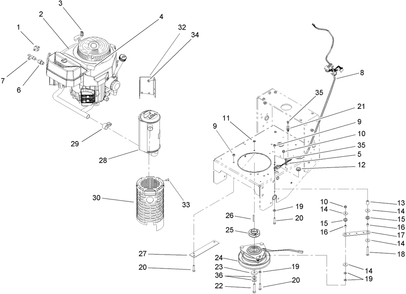 Engine And Clutch Assembly Diagram and Parts List for 30314TE (260000001-260999999)(2006) Toro Lawn Mower