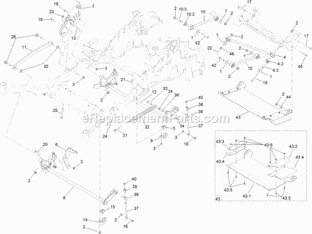 Deck Lift Assembly Diagram and Parts List for 74942TE 315000001-315999999 Toro Lawn Mower