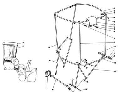 Snow Cab Assembly No. 68-9500 (Optional) Diagram and Parts List for 38505 1000001 - 1999999 Toro Snow Blower