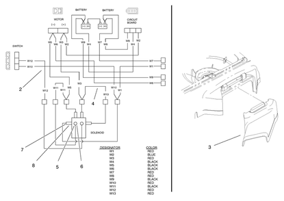 Electrical Wire Diagram And Side Descharge Chute Diagram and Parts List for 20648 89000001 - 89999999 Toro Lawn Tractor Accessories